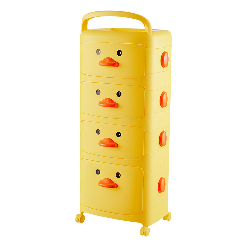 4-Tier Cute Yellow Duck Storage Cart with Wheels
