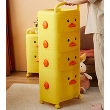 Load image into Gallery viewer, 4-Tier Cute Yellow Duck Storage Cart with Wheels
