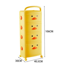 Load image into Gallery viewer, 4-Tier Cute Yellow Duck Storage Cart with Wheels
