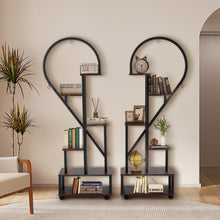 Load image into Gallery viewer, 2 Pcs Half-Heart-Shaped Tiered Plant Stand Rustic Brown

