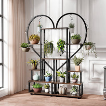 Load image into Gallery viewer, 2 Pcs Half-Heart-Shaped Tiered Plant Stand Rustic Brown
