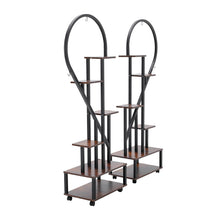 Load image into Gallery viewer, 2 Pcs Half-Heart-Shaped Tiered Plant Stand Rustic Brown
