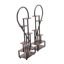 Load image into Gallery viewer, 2 Pcs Half-Heart-Shaped Tiered Plant Stand Rustic Brown
