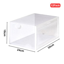 Load image into Gallery viewer, 12 Pack White Stackable Foldable Plastic Shoe Boxes
