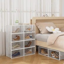 Load image into Gallery viewer, 12 Pack White Stackable Foldable Plastic Shoe Boxes
