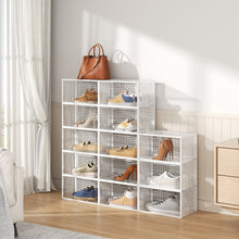 Load image into Gallery viewer, 12 Pack White Stackable Foldable Plastic Shoe Boxes
