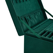 Load image into Gallery viewer, 3-Tier Dark Green Velvet Jewellery Box with Lock Jewellery Boxes Living and Home 
