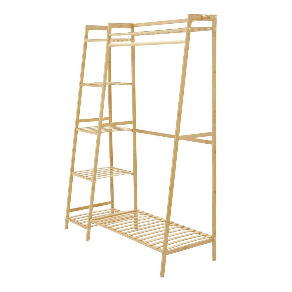 Bamboo Bedroom Garment Clothes Rack Natural 130cm
