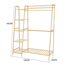 Load image into Gallery viewer, Bamboo Bedroom Garment Clothes Rack Natural 130cm
