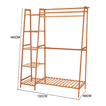 Load image into Gallery viewer, Bamboo Bedroom Garment Clothes Rack Brown 130cm

