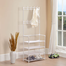 Load image into Gallery viewer, Entryway 4 Tier Shoe Rack with Coat Hanger
