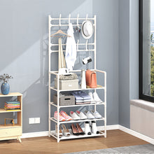 Load image into Gallery viewer, Entryway 4 Tier Shoe Rack with Coat Hanger
