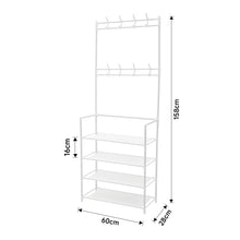 Load image into Gallery viewer, Entryway 4 Tier Shoe Rack with Coat Hanger
