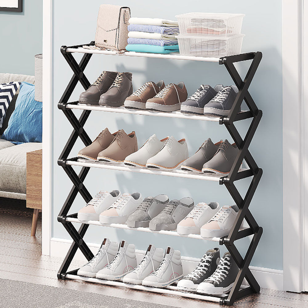 Foldable Multi-Tier Metal Shoe Rack