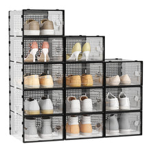 Load image into Gallery viewer, 12 Pack Plastic Stackable Shoe Storage Box
