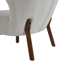 Load image into Gallery viewer, White Boucle Teddy Upholstered Accent Chair with Footstool Lounge Chairs Living and Home 
