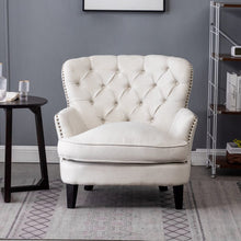 Load image into Gallery viewer, Modern Beige Club Chair Button Tufted Accent Chair Wingback Chairs Living and Home 
