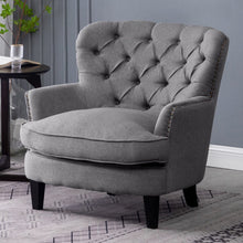 Load image into Gallery viewer, Modern Beige Club Chair Button Tufted Accent Chair Wingback Chairs Living and Home Grey 

