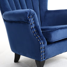 Load image into Gallery viewer, Blue Velvet Wingback Chair Upholstered Armchair Wingback Chairs Living and Home 
