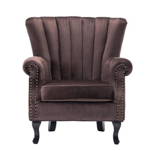 Load image into Gallery viewer, Blue Velvet Wingback Chair Upholstered Armchair Wingback Chairs Living and Home 
