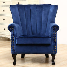 Load image into Gallery viewer, Blue Velvet Wingback Chair Upholstered Armchair Wingback Chairs Living and Home 
