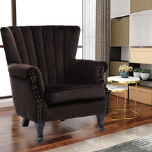 Load image into Gallery viewer, Blue Velvet Wingback Chair Upholstered Armchair Wingback Chairs Living and Home Coffee 
