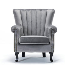 Load image into Gallery viewer, Blue Velvet Wingback Chair Upholstered Armchair Wingback Chairs Living and Home 
