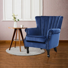 Load image into Gallery viewer, Blue Velvet Wingback Chair Upholstered Armchair Wingback Chairs Living and Home RoyalBlue 
