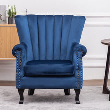 Load image into Gallery viewer, Blue Velvet Wingback Chair Upholstered Armchair Wingback Chairs Living and Home 
