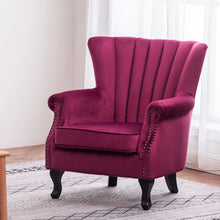 Load image into Gallery viewer, Blue Velvet Wingback Chair Upholstered Armchair Wingback Chairs Living and Home 
