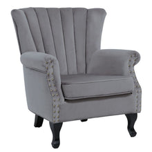 Load image into Gallery viewer, Blue Velvet Wingback Chair Upholstered Armchair Wingback Chairs Living and Home 
