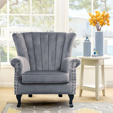 Load image into Gallery viewer, Blue Velvet Wingback Chair Upholstered Armchair Wingback Chairs Living and Home 
