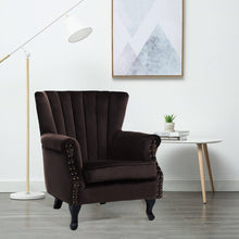 Load image into Gallery viewer, Blue Velvet Wingback Chair Upholstered Armchair Wingback Chairs Living and Home 
