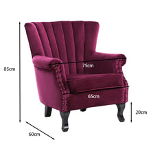 Load image into Gallery viewer, Blue Velvet Wingback Chair Upholstered Armchair Wingback Chairs Living and Home 
