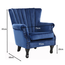 Load image into Gallery viewer, Blue Velvet Wingback Chair Upholstered Armchair Wingback Chairs Living and Home 

