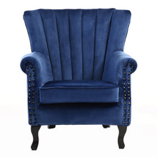 Load image into Gallery viewer, Blue Velvet Wingback Chair Upholstered Armchair Wingback Chairs Living and Home 

