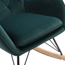 Load image into Gallery viewer, 103cm Green Velvet Rocking Chair Padded Seat for Living Room Rocking Chairs Living and Home 
