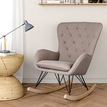 Load image into Gallery viewer, 103cm Green Velvet Rocking Chair Padded Seat for Living Room Rocking Chairs Living and Home Light Gray 
