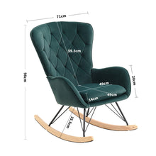 Load image into Gallery viewer, 103cm Green Velvet Rocking Chair Padded Seat for Living Room Rocking Chairs Living and Home 
