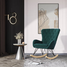 Load image into Gallery viewer, 103cm Green Velvet Rocking Chair Padded Seat for Living Room Rocking Chairs Living and Home 
