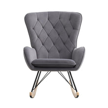 Load image into Gallery viewer, 103cm Green Velvet Rocking Chair Padded Seat for Living Room Rocking Chairs Living and Home 
