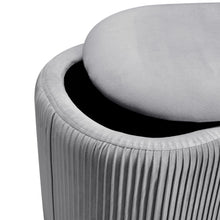 Load image into Gallery viewer, 78cm Wide Oval Velvet Storage Bench Vertical Stripes Footstool Storage Footstools &amp; Benches Living and Home 
