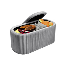 Load image into Gallery viewer, 78cm Wide Oval Velvet Storage Bench Vertical Stripes Footstool Storage Footstools &amp; Benches Living and Home 
