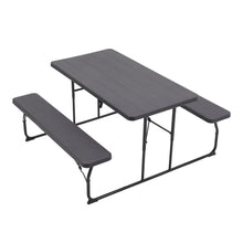 Load image into Gallery viewer, 151cm W Foldable Picnic Table and Bench Set Garden Dining Tables Living and Home Black 
