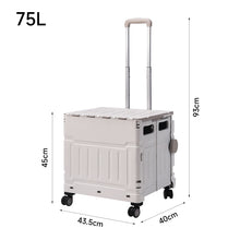 Load image into Gallery viewer, 75L Collapsible Utility Crate with 4 Wheels &amp; Telescopic Handle
