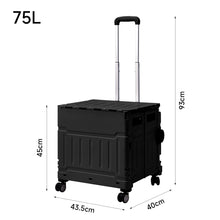 Load image into Gallery viewer, 75L Collapsible Utility Crate with 4 Wheels &amp; Telescopic Handle
