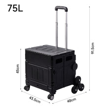 Load image into Gallery viewer, 75L Collapsible Utility Crate with 8 Wheels &amp; Telescopic Handle

