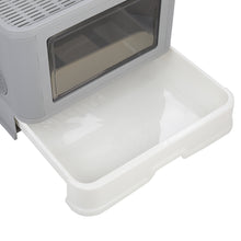Load image into Gallery viewer, Enclosed Folding Plastic Cat Litter Box with Scoop

