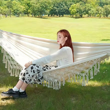 Load image into Gallery viewer, Camping Hanging Canvas Hammock with Balance Spread Bar
