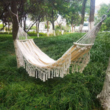 Load image into Gallery viewer, Camping Hanging Canvas Hammock with Balance Spread Bar
